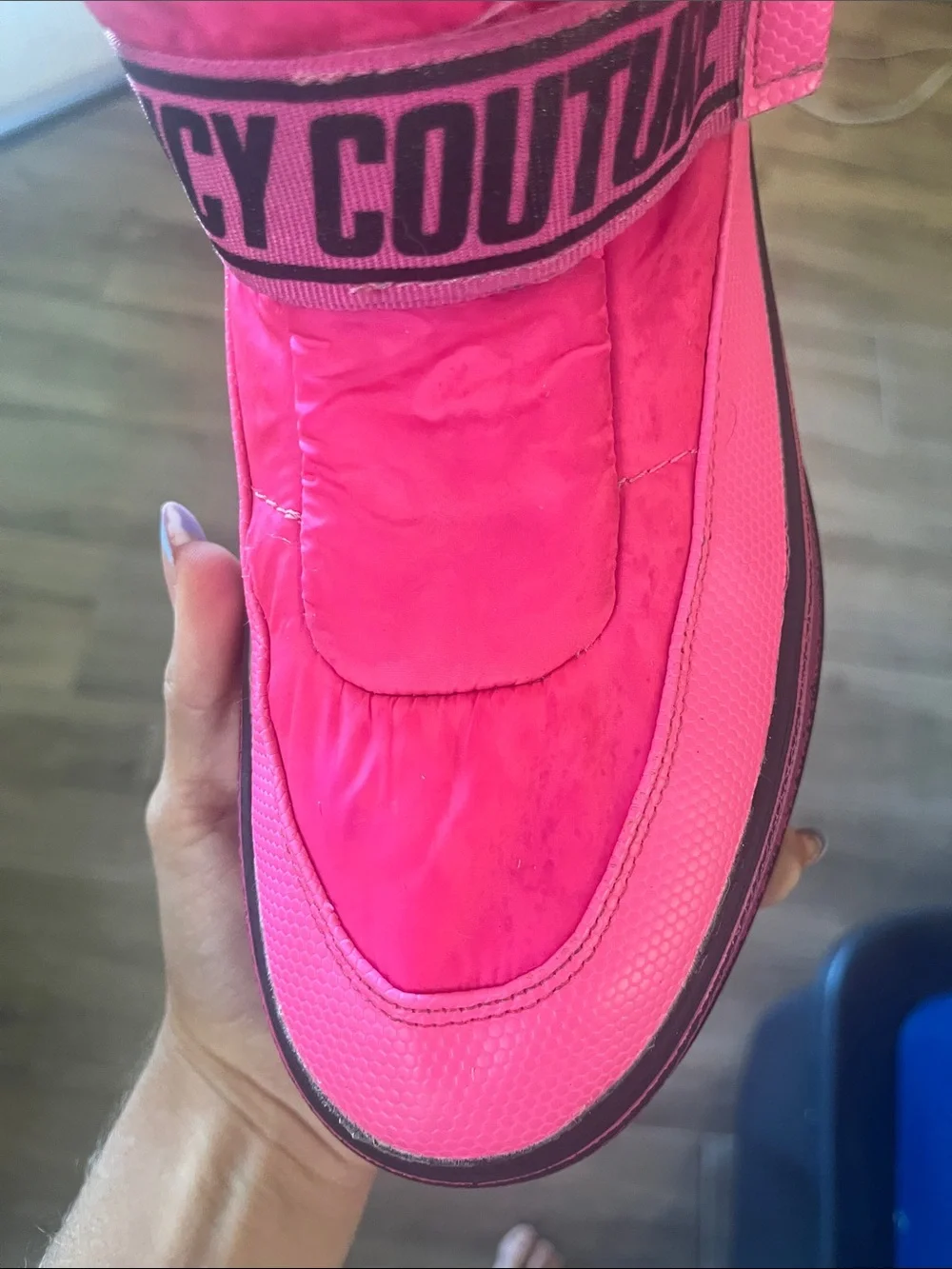 Juicy Couture Neon Pink High-Top Strap Ankle Sneakers